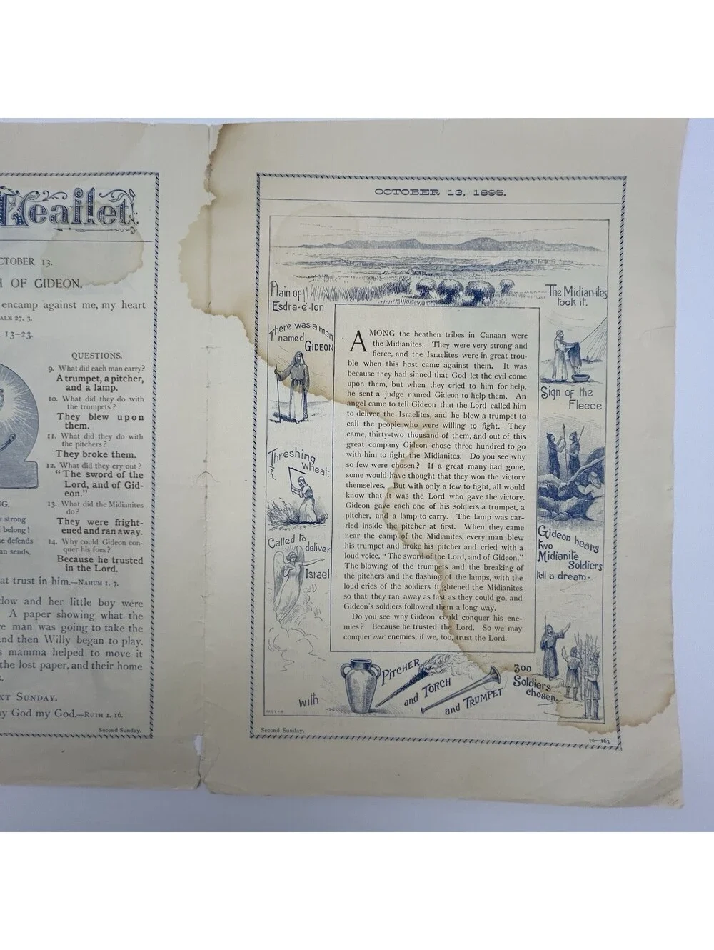 Antique 1895 Picture Lesson Paper Sunday School Childrens Weekly Stag Print  C18